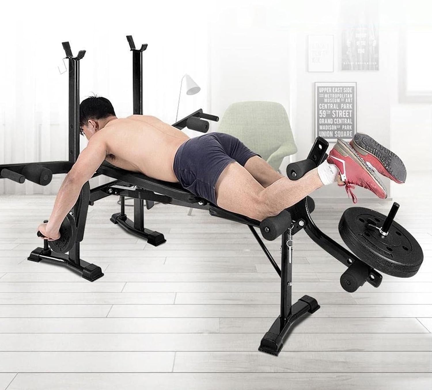 Weight Ben Set with Leg Extension/Curl and Preacher Curl Pad, Leg Developer, Foldable Workout Ben for Home, 800LBS, 4 in 1 Design(Us Stock）