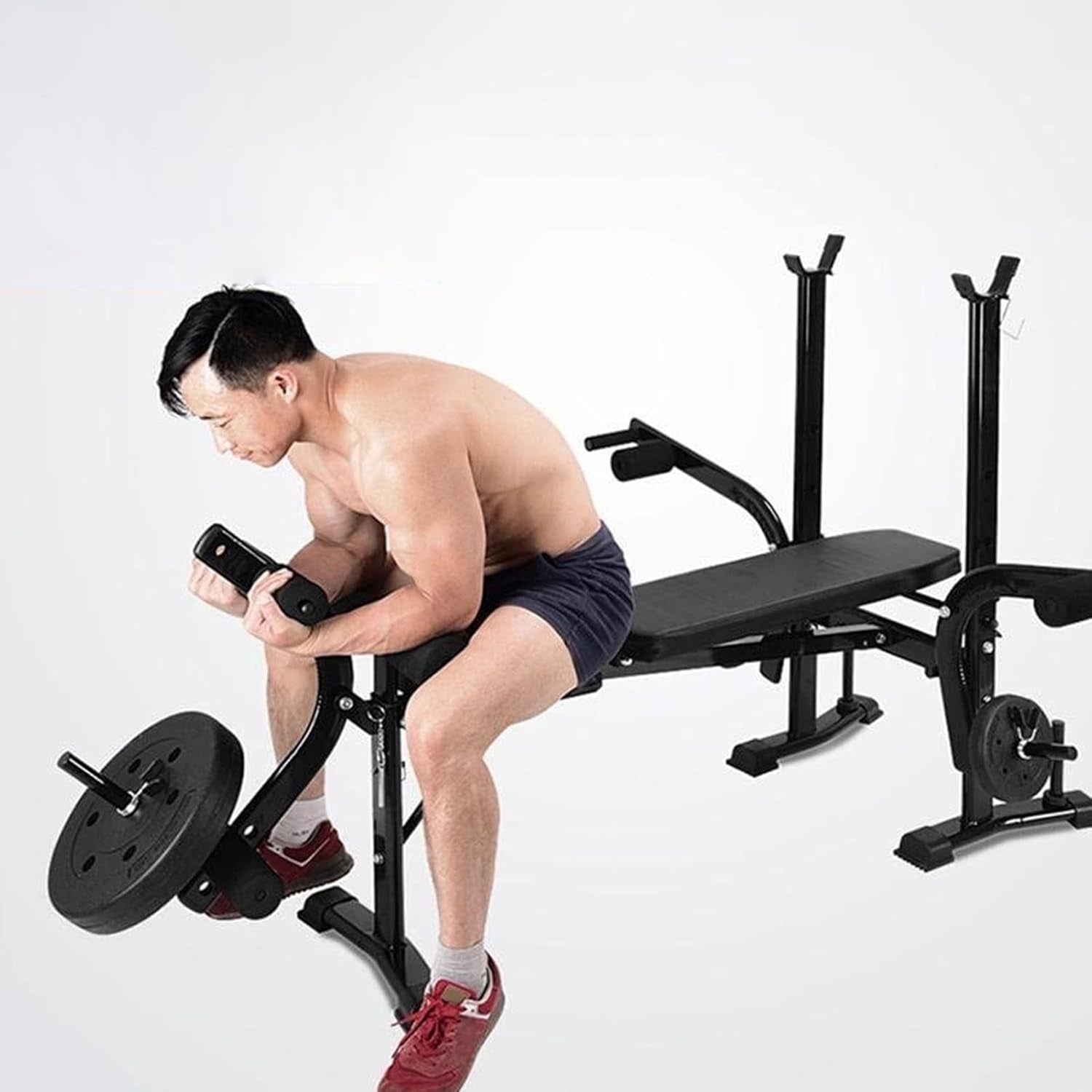 Weight Ben Set with Leg Extension/Curl and Preacher Curl Pad, Leg Developer, Foldable Workout Ben for Home, 800LBS, 4 in 1 Design(Us Stock）