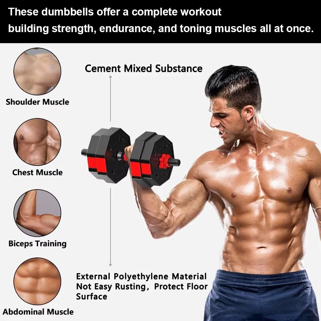 Adjustable 44lb Dumbbell to Barbell Set