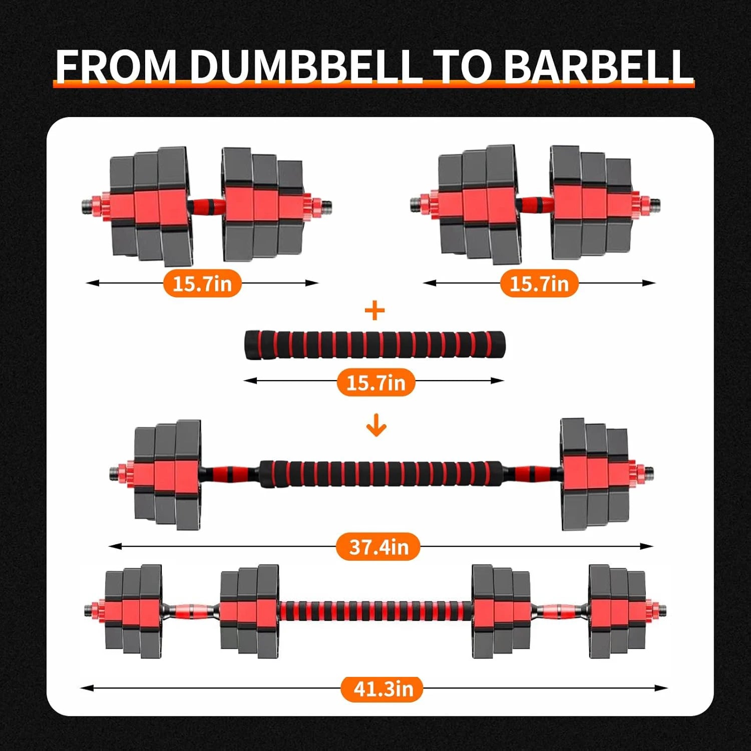 Adjustable 44lb Dumbbell to Barbell Set