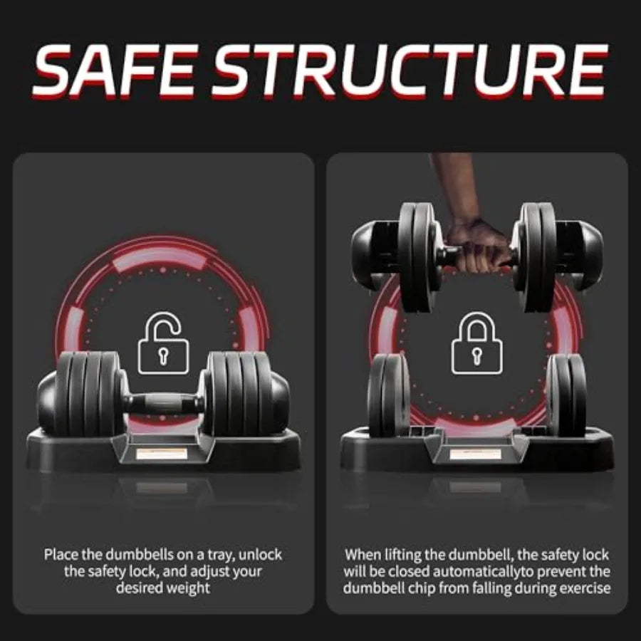 Pair Adjustable Dumbbells 52lb Home Gym