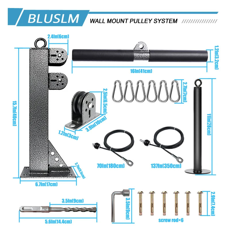 Wall-Mounted Gym Pulley Cable System