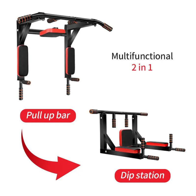 Wall-Mounted Multifunction Pull-Up Bar
