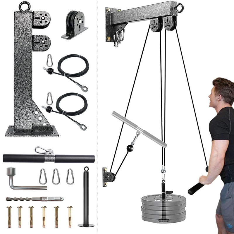 Wall-Mounted Gym Pulley Cable System