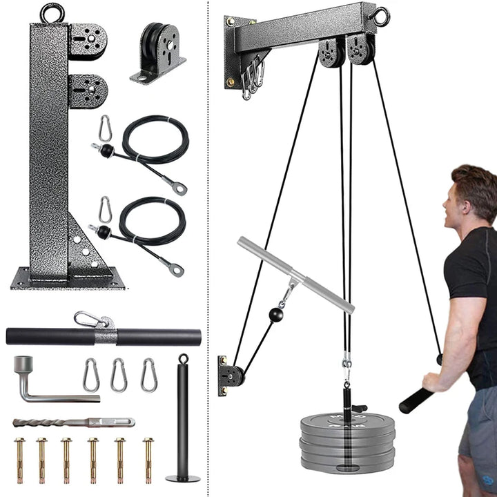 Wall-Mounted Gym Pulley Cable System