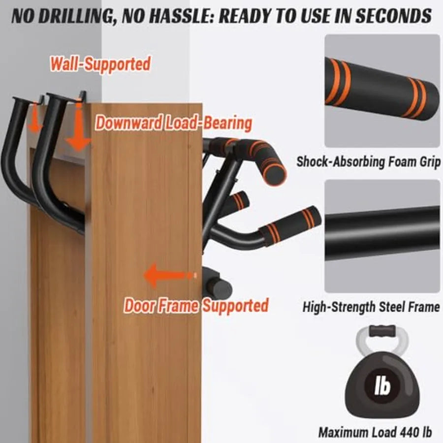 Doorway Folding Multi-Grip Pull-Up Bar