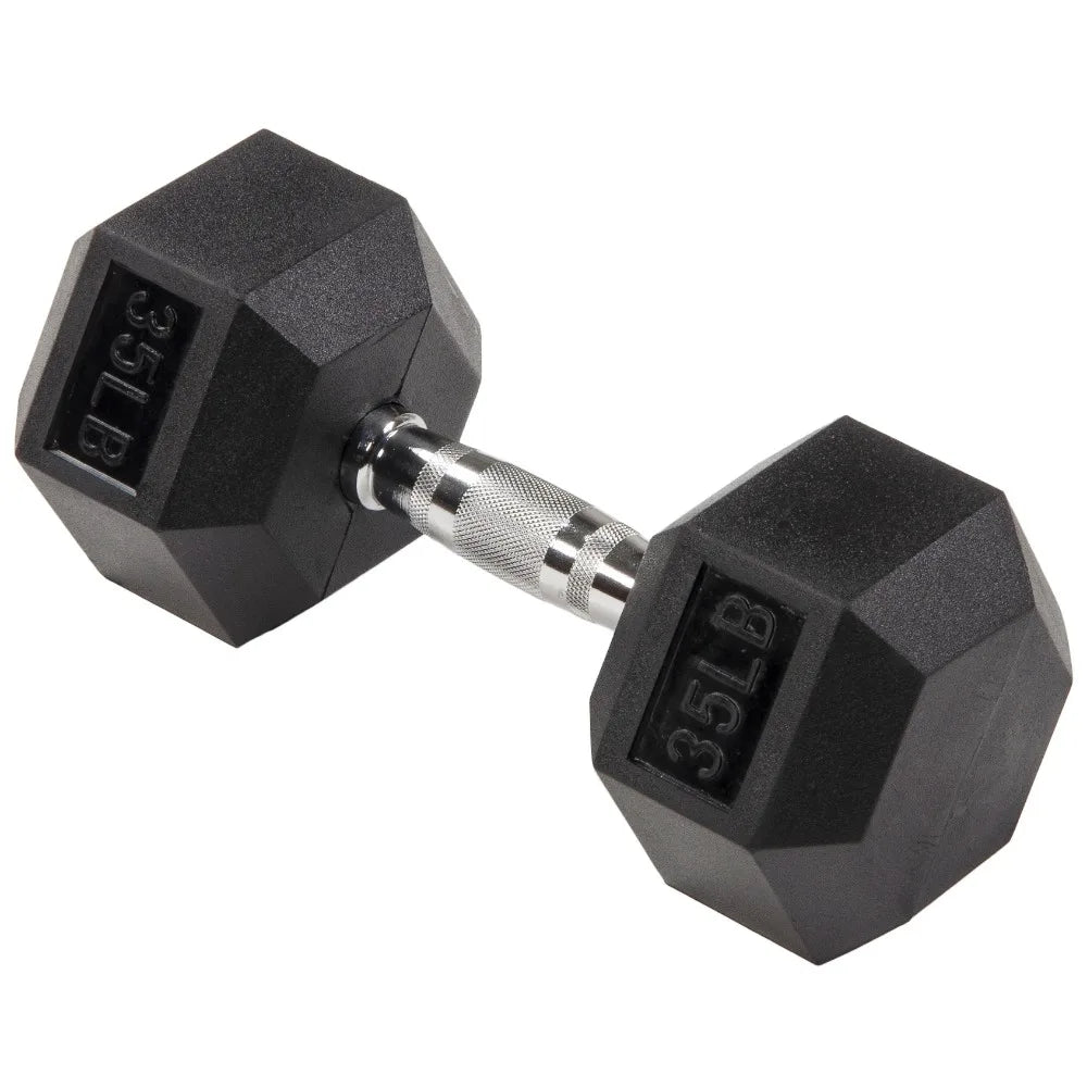 Rubber Covered Non-Roll Dumbbell 35lb