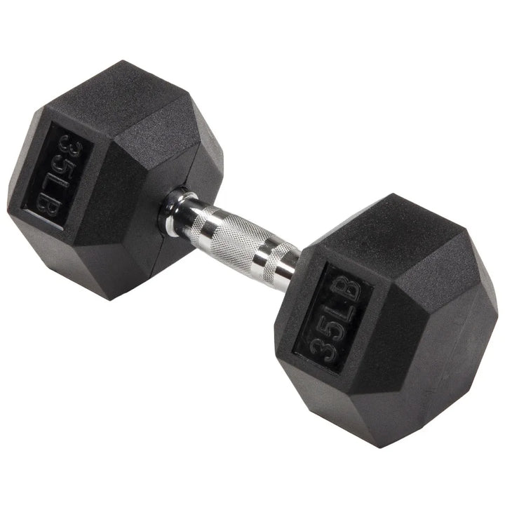 Rubber Covered Non-Roll Dumbbell 35lb