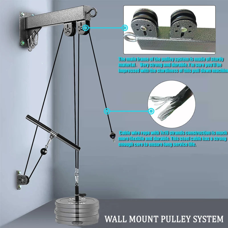 Wall-Mounted Gym Pulley Cable System