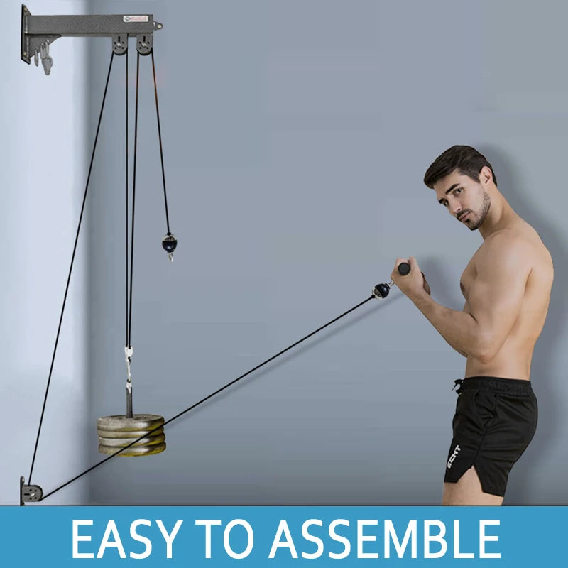 Wall-Mounted Gym Pulley Cable System