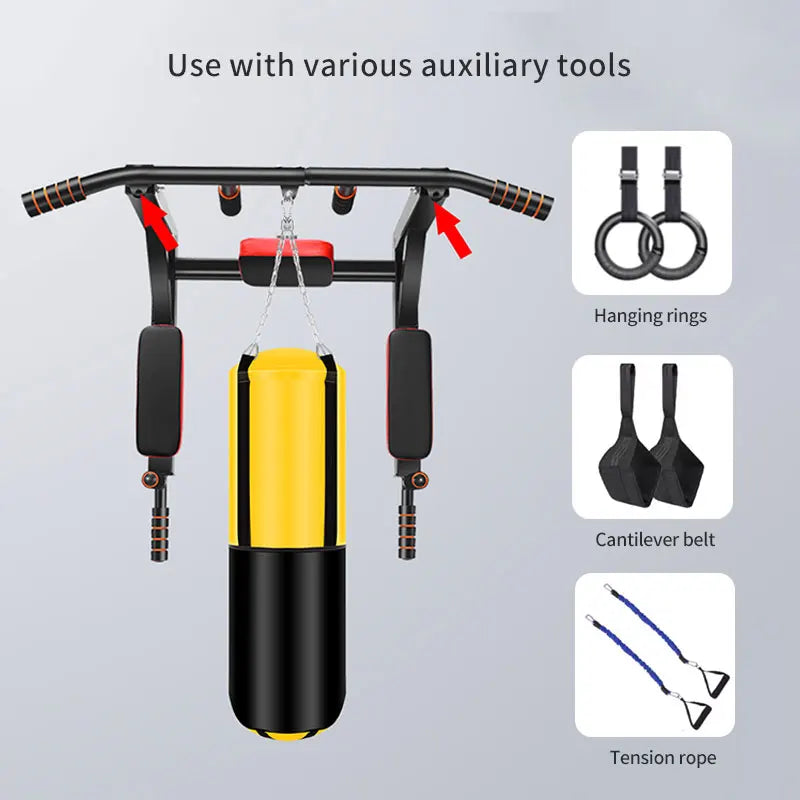 Wall-Mounted Multifunction Pull-Up Bar
