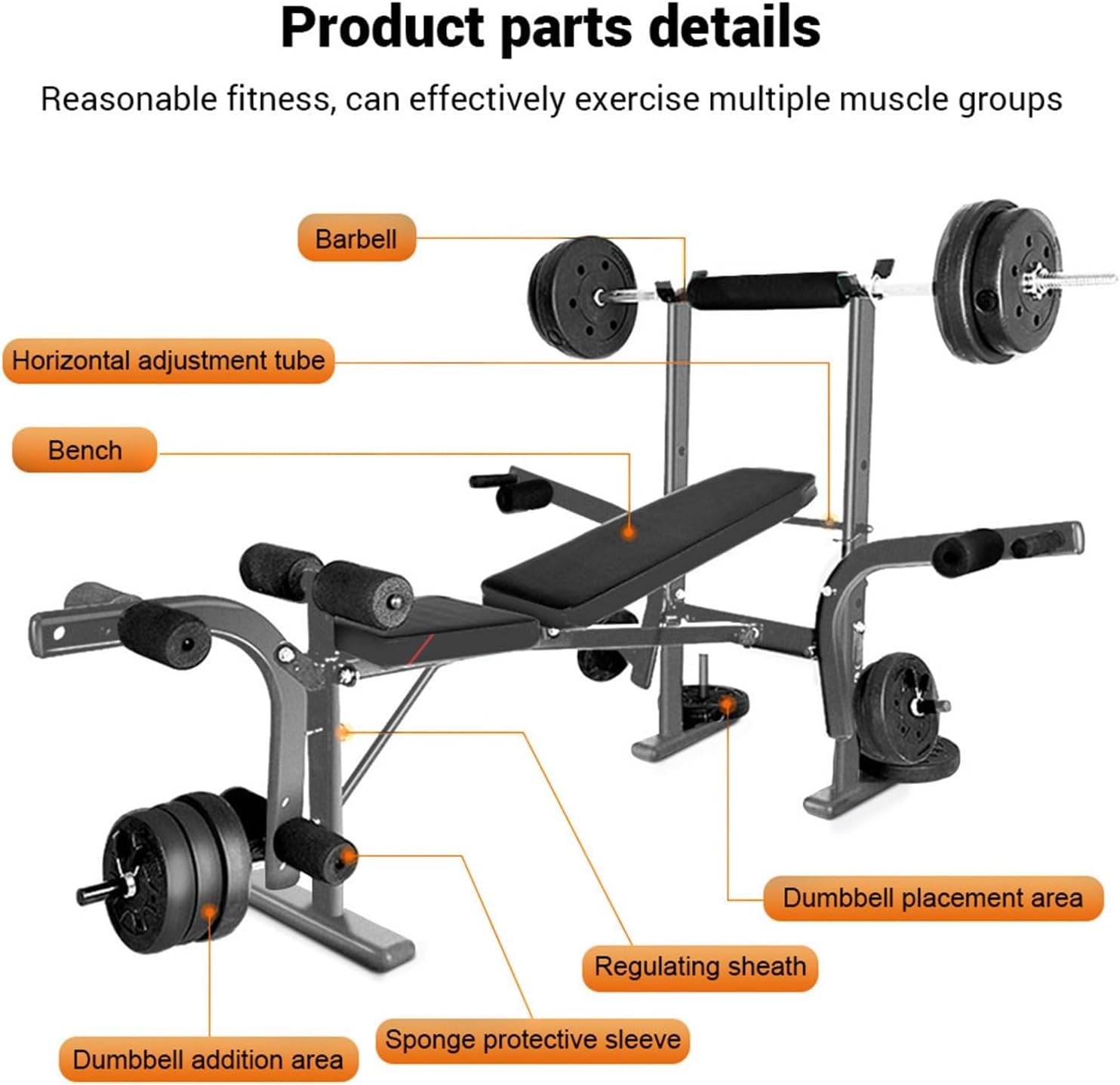 Weight Ben Set with Leg Extension/Curl and Preacher Curl Pad, Leg Developer, Foldable Workout Ben for Home, 800LBS, 4 in 1 Design(Us Stock）
